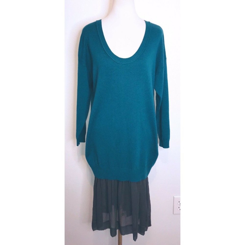 3.1 Phillip Lim Teal Gray Cashmere  Jumper Sweater Dress Tunic  Sz Small